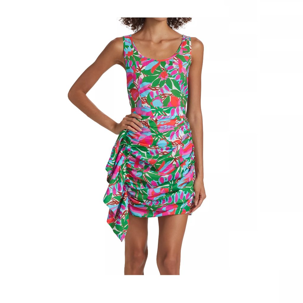 Rhode Multicolor Floral Scoop-Neck Mini Dress
